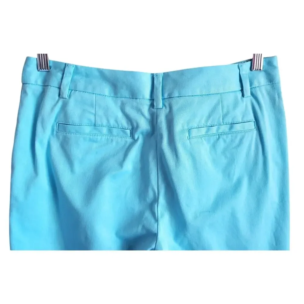 LANDS END Women's 10 Crop Chino Pants Mid Rise Straight Light Blue Waist 30